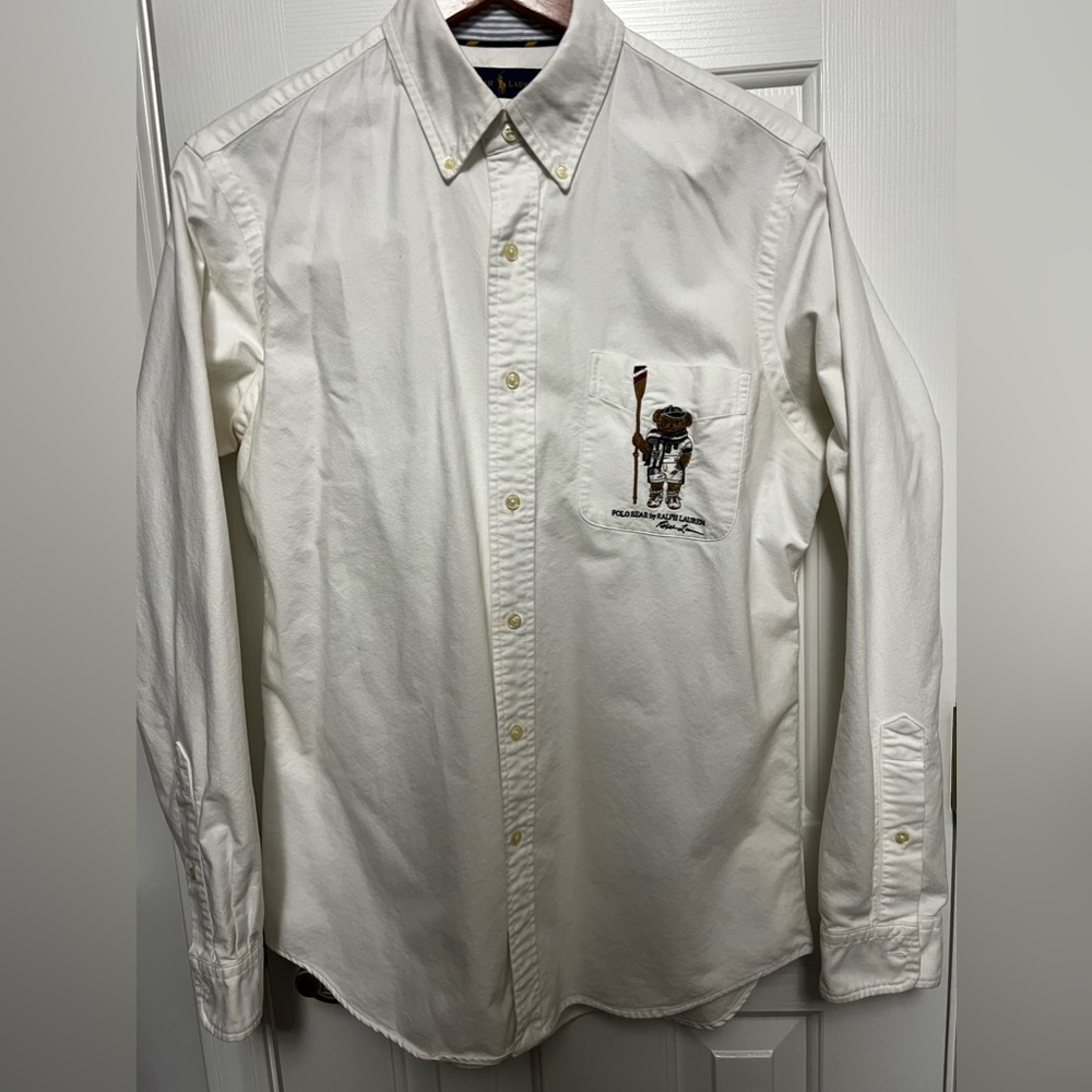 Men's Polo Ralph Lauren Teddy Bear button up Oxford Classic Fit Shirt Size M